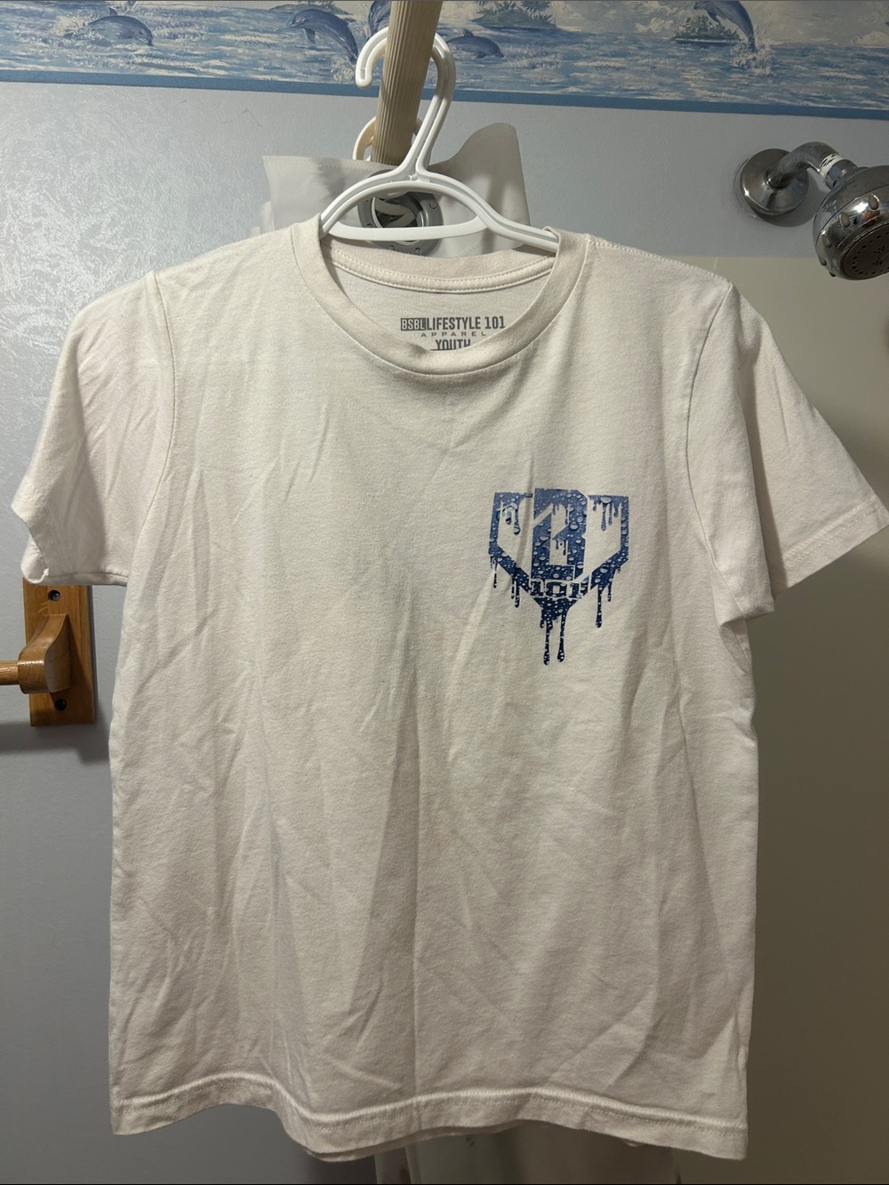 Baseball Lifestyle 101 White Short-Sleeve Tee with Blue Graphic